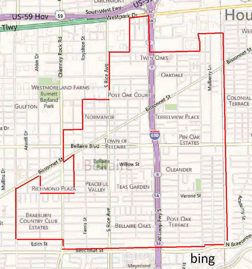 Map Of Bellaire Texas Bellaire TX   Charming Inner Loop Neighborhood with Small Town Feel